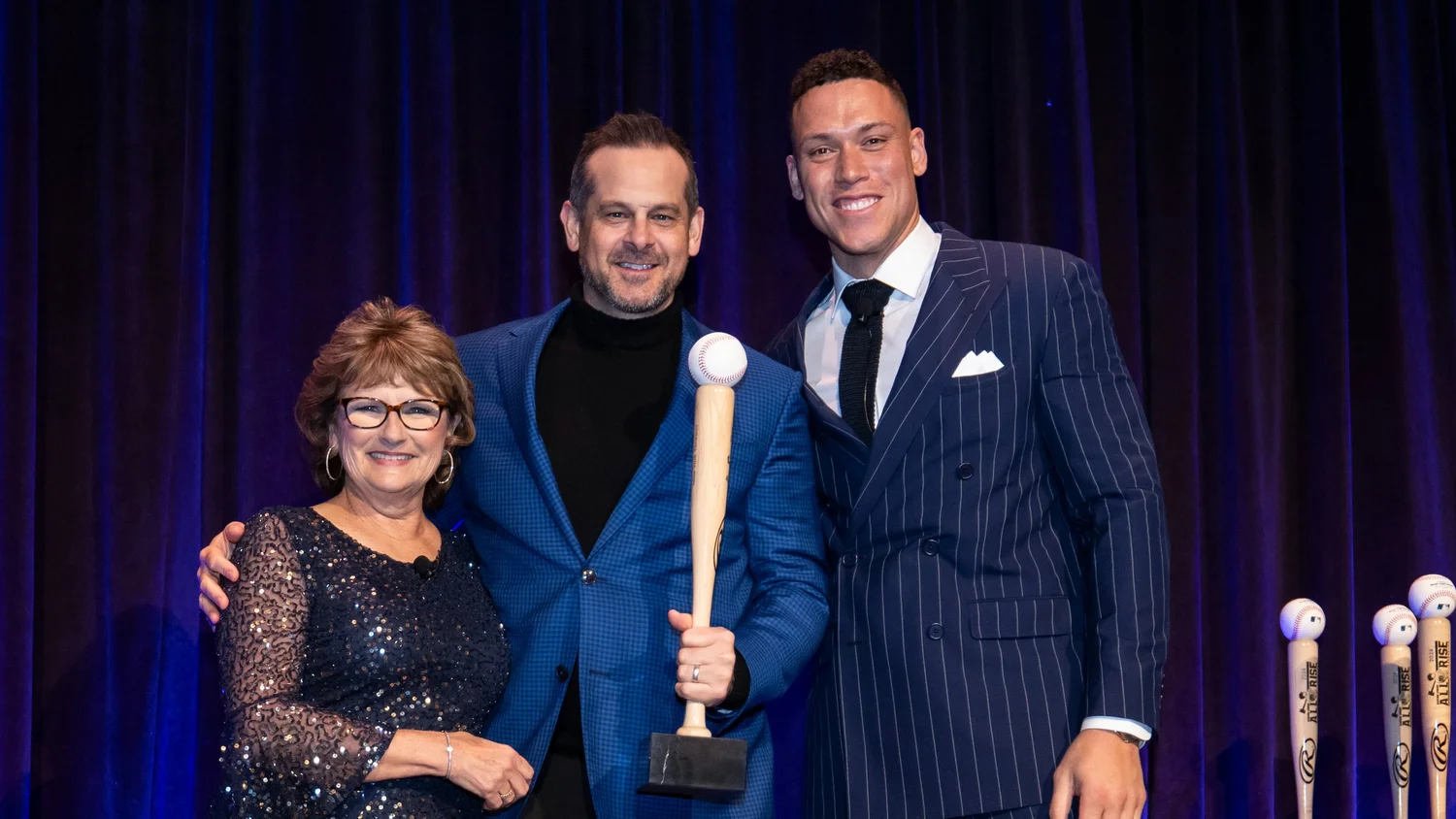 Aaron and Patty acknowledge the support of the Yankees.